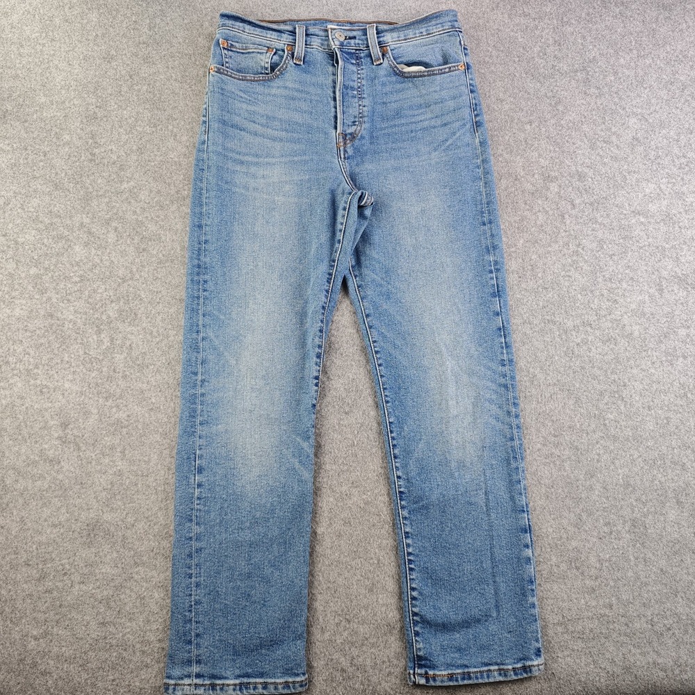 Levis Wedgie Straight Jeans Women's 30x28 Blue Medium Wash Button Fly High Rise